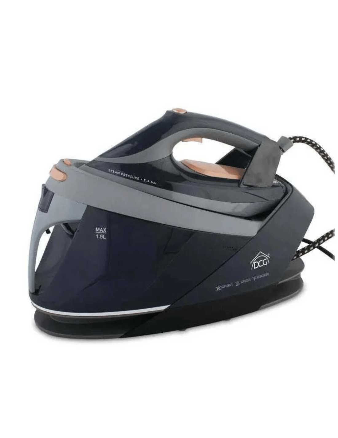 DCG DB8230 Ferro da stiro con caldaia, Piastra in ceramica, Serbatoio 1.5L a carica continua, Spegnimento automatico, 2200W